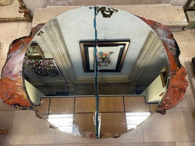 Dans le goût de Carlo ZERBARO (XXème) Miroir circulaire "Bre…