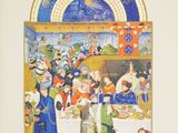a painting of a group of people sitting around a table