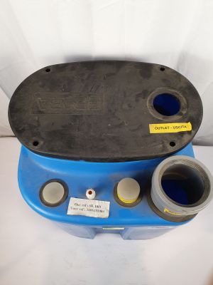 an image of a blue and black toilet with a blue lid