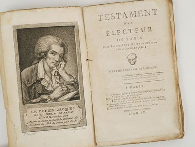 an old book with a picture of a man in a suit and tie