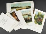 plusieurs tableaux représentant des personnes sur un bateau au milieu d'un plan d'eau