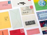 many different types of business cards laid out on a table