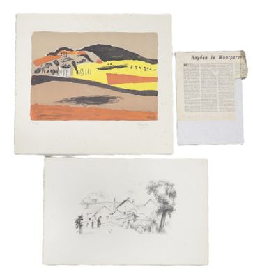 two drawings and a piece of paper with a drawing of a house