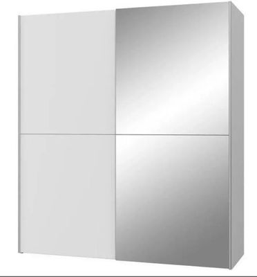 an image of a mirrored cabinet with two doors