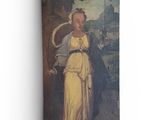 an old painting of a woman holding a child in a yellow dress