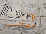 an old map of a castle in the middle of a field