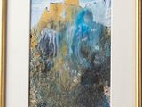 an image of a painting of a mountain with blue and yellow colors