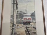 tableau représentant un train sur les voies dans une gare