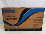 a cardboard box with a computer monitor inside of it