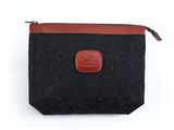 un sac à main noir et marron muni d'une poignée en cuir marron