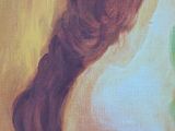 a painting of a woman with a hair brush in her hand