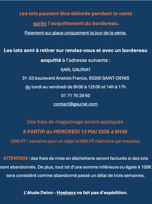 Les lots peuvent être délivrés pendant la vente après l'acqu…
