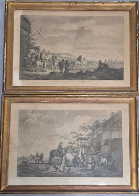 D'après WOUVERMENS Paire de gravures représentant : - Course…
