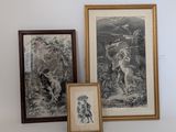 two framed pictures of a man and a woman in a landscape