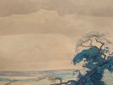 an image of a painting of a landscape with a horse drawn carriage in the foreground
