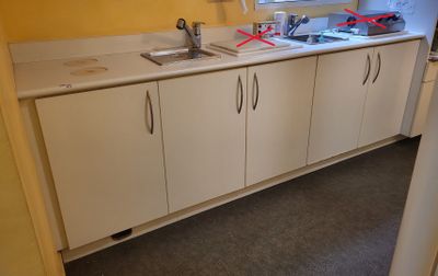 buffet enfilade stratifié blanc plateau percé à 6 endroits o…