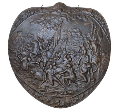 une image d'une plaque en bronze représentant une bataille