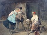 un tableau représentant un homme et une femme en train de discuter