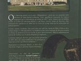 the back cover of a book with a picture of a horse in front of a building
