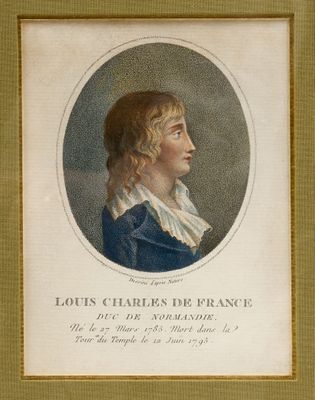 an old picture of a man in a blue coat and white collar