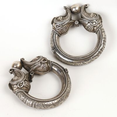 pair of antique silver plated door knockets with elephant heads