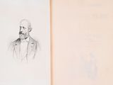 a book with a drawing of a man in a suit