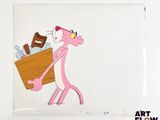 cellule d'animation représentant une Panthère rose portant un sac marron