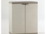 a white cabinet with two doors and a grey top