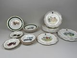 a lot of plates that are sitting on a table
