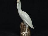 a white bird that is sitting on top of a tree stump