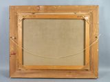 an old picture frame with a rope around it on a gray background