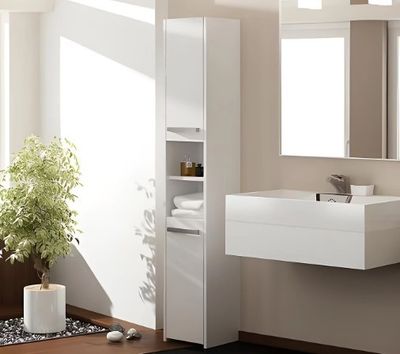 Colonne de salle de bain PISA - 30x30x170cm - couleur blanc … - Photo 1