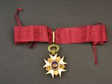 an image of a red ribbon with a gold star on it