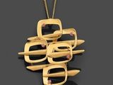 collier plaqué or orné d'une grappe de verres suspendus à une chaîne