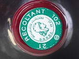 a close up of a wine bottle with a label on it