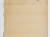 an old piece of paper hanging on a wall next to a window