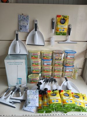 a lot of food items on the counter in the kitchen