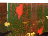 a picture of a room divider with a painting on it
