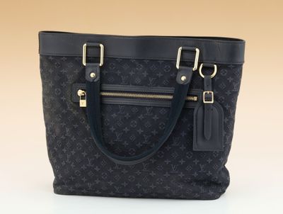 louis vuitton black monogram canvas and leather tote bag