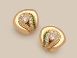 an image of a pair of diamond and emerald earrings