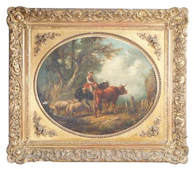 ECOLE FRANCAISE XIXe. Bergère sur le chemin.