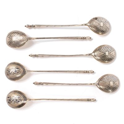 MOSCOU, RUSSIE Suite de six cuillères, 1868-69