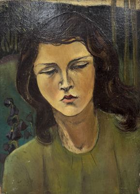 une image représentant un tableau où l'on voit une femme les yeux fermés
