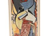 painting of a painting of a man with a guitar in a white frame
