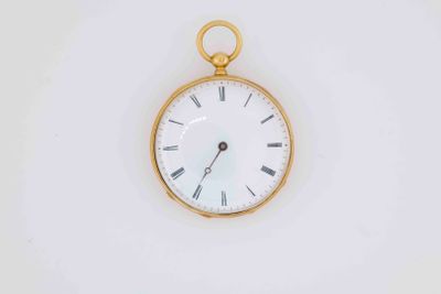 a gold pocket watch with roman numerals on the face