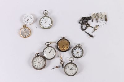 Ensemble de montres de gousset en argent et en métal compren… - Photo 1