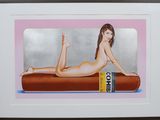painting of a naked woman laying on top of a chocolate bar