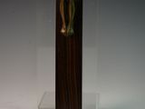 a statue of jesus on a cross in a glass case