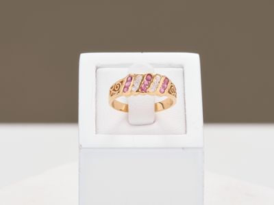 Bague bandeau en métal ornée en alternance de deux lignes de…