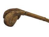 an image of a wooden pipe with a wooden handle on a white background